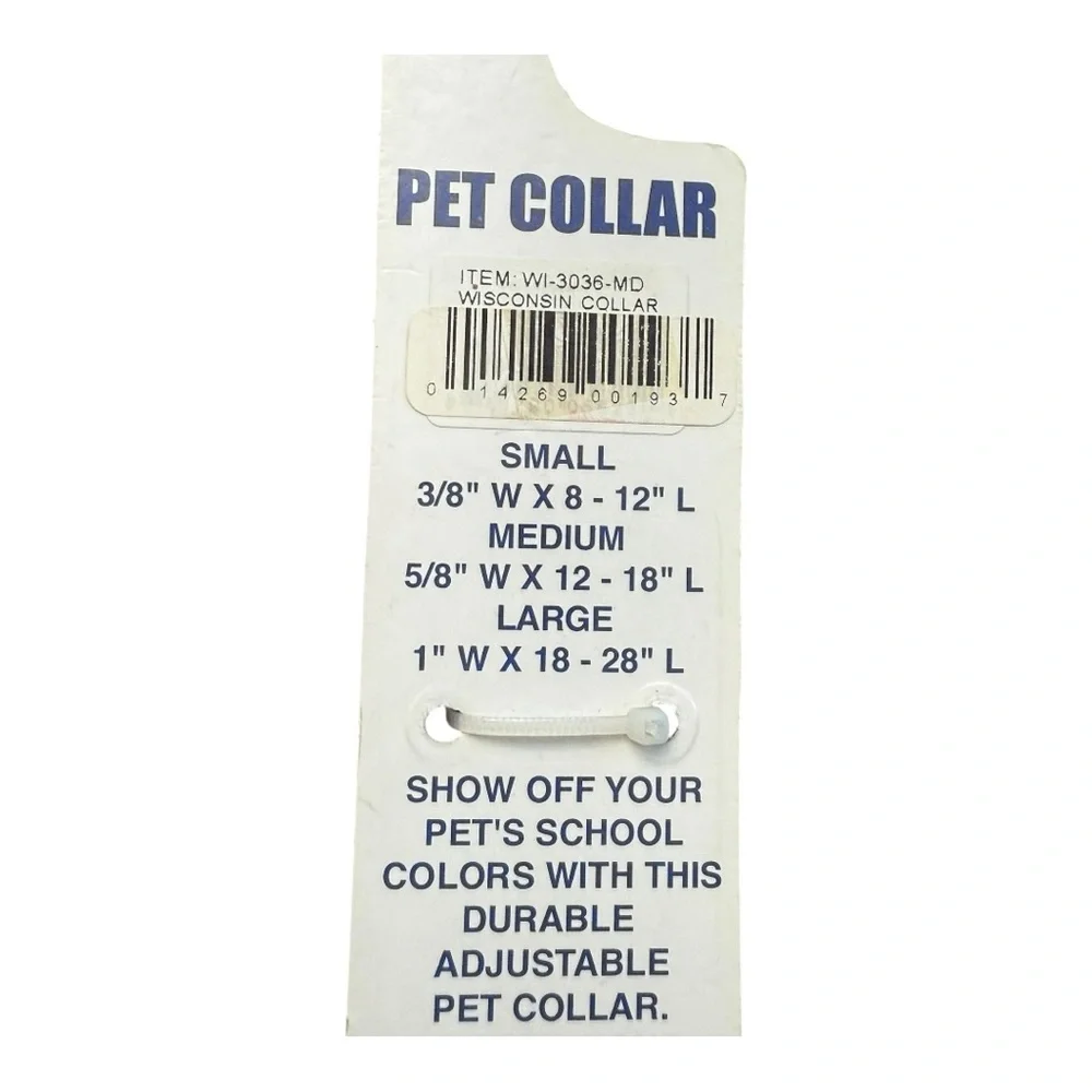 Pets First Wisconsin Badgers Collegiate Pet Collar Medium NWT
